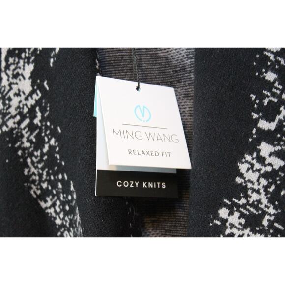 NWT Ming Wang Relaxed Fit Cozy Knit Cardigan Black Gray Petite Small PS H13896 - Picture 7 of 10